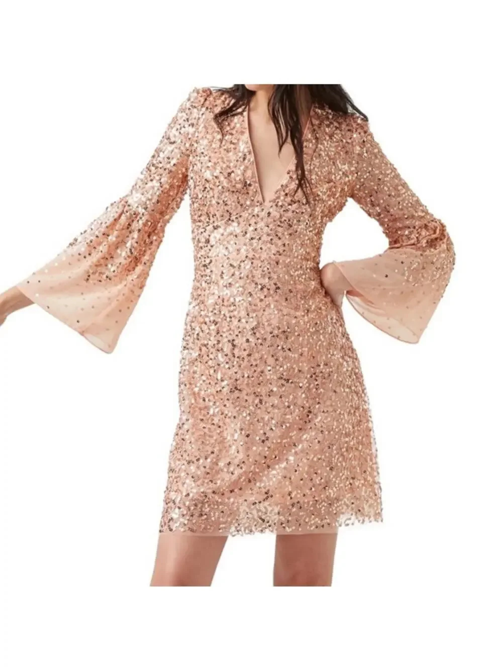 french connection sequin pink dress French Connection Petal Pink Sequin Cocktail Dress